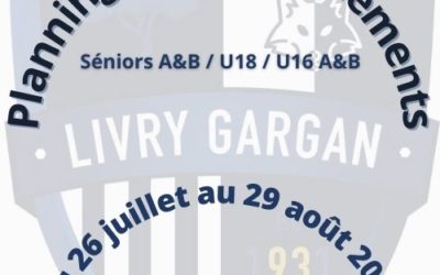 Planning de reprise des entrainements