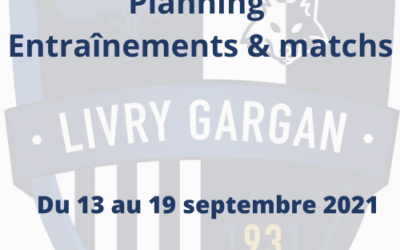 Le planning des entraînements et des matchs de la semaine