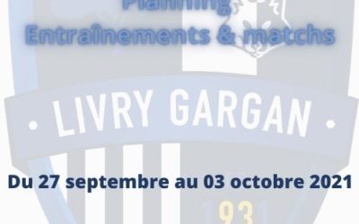 Le planning des entraînements et des matchs de la semaine