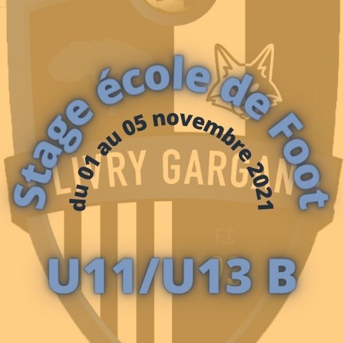 Début du stage Ecole de Foot des U11/U13 B le 01 novembre 2021