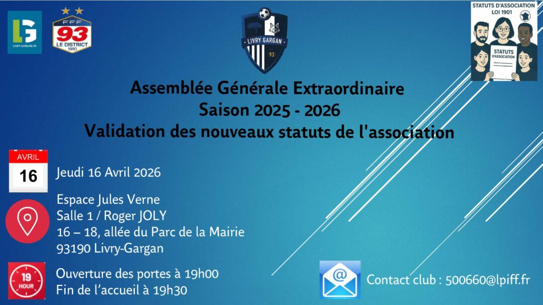 Assemblée générale extraordinaire – Saison 2025/2026